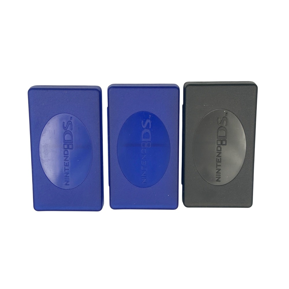 Nintendo DS Game Cartridge‎ Case Lot of 3 (4-game) Blue Black Travel Storage OEM